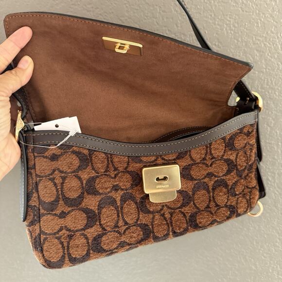 Coach Etta Small Flap Shoulder Bag in Signature Chenille CCV65 Fall Release - Picture 5 of 12